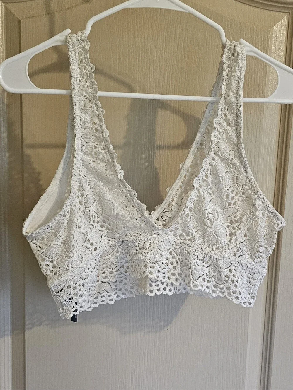 Aerie Off White Lace Racerback Pullover Wirefree Bralette Bra Size XL
